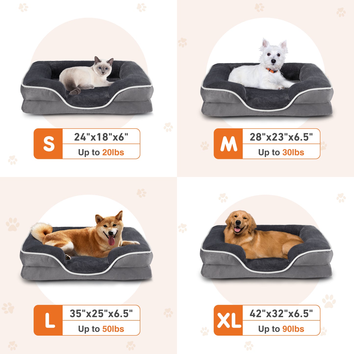 VGG Memory Foam Pet Bed For Small Dogs & Cats With Washable Removable Cover Non-Slip Base Waterproof Liner