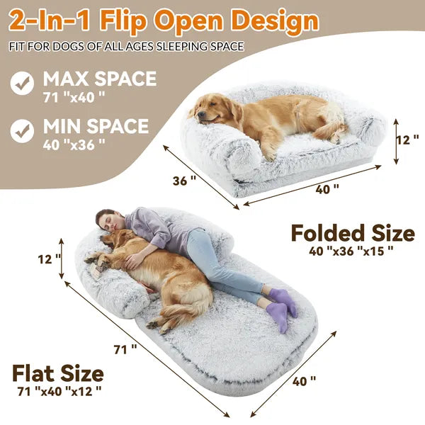 VGG Human Dog Bed 71 X 43 X12 Dog Beds For Large Dogs Foldable Plush Washable Dog Bed For People Doze Off, Orthopedic Dog Beds For Humans Size Fits You And Pets