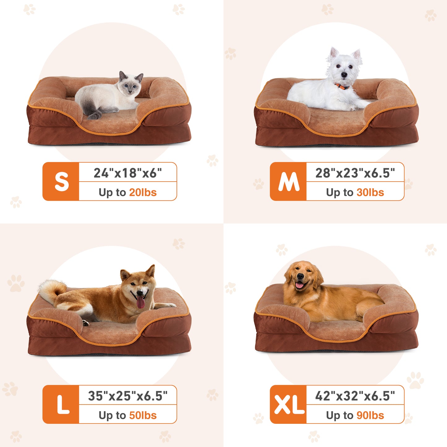 VGG Memory Foam Pet Bed For Small Dogs & Cats With Washable Removable Cover Non-Slip Base Waterproof Liner