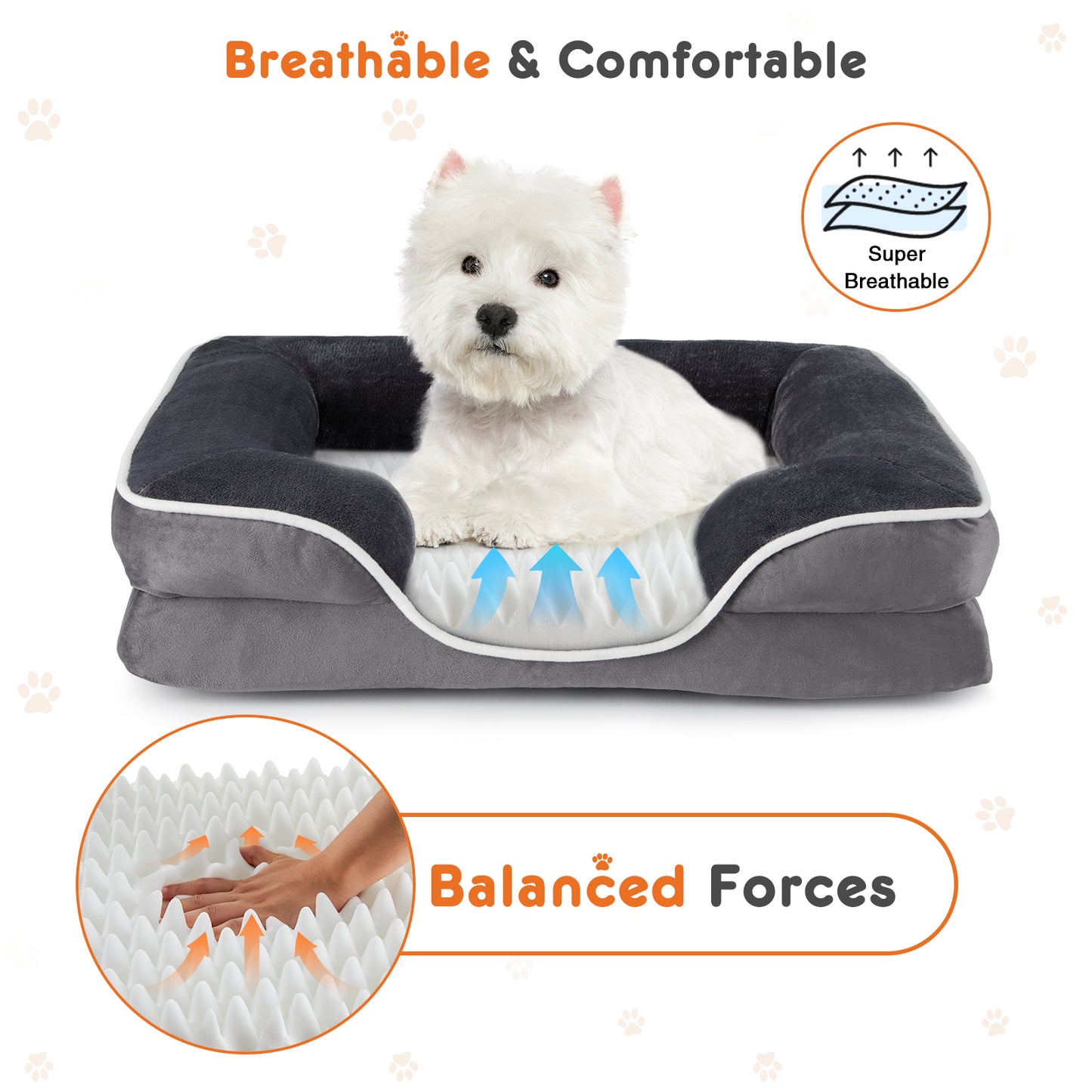 VGG Memory Foam Pet Bed For Small Dogs & Cats With Washable Removable Cover Non-Slip Base Waterproof Liner