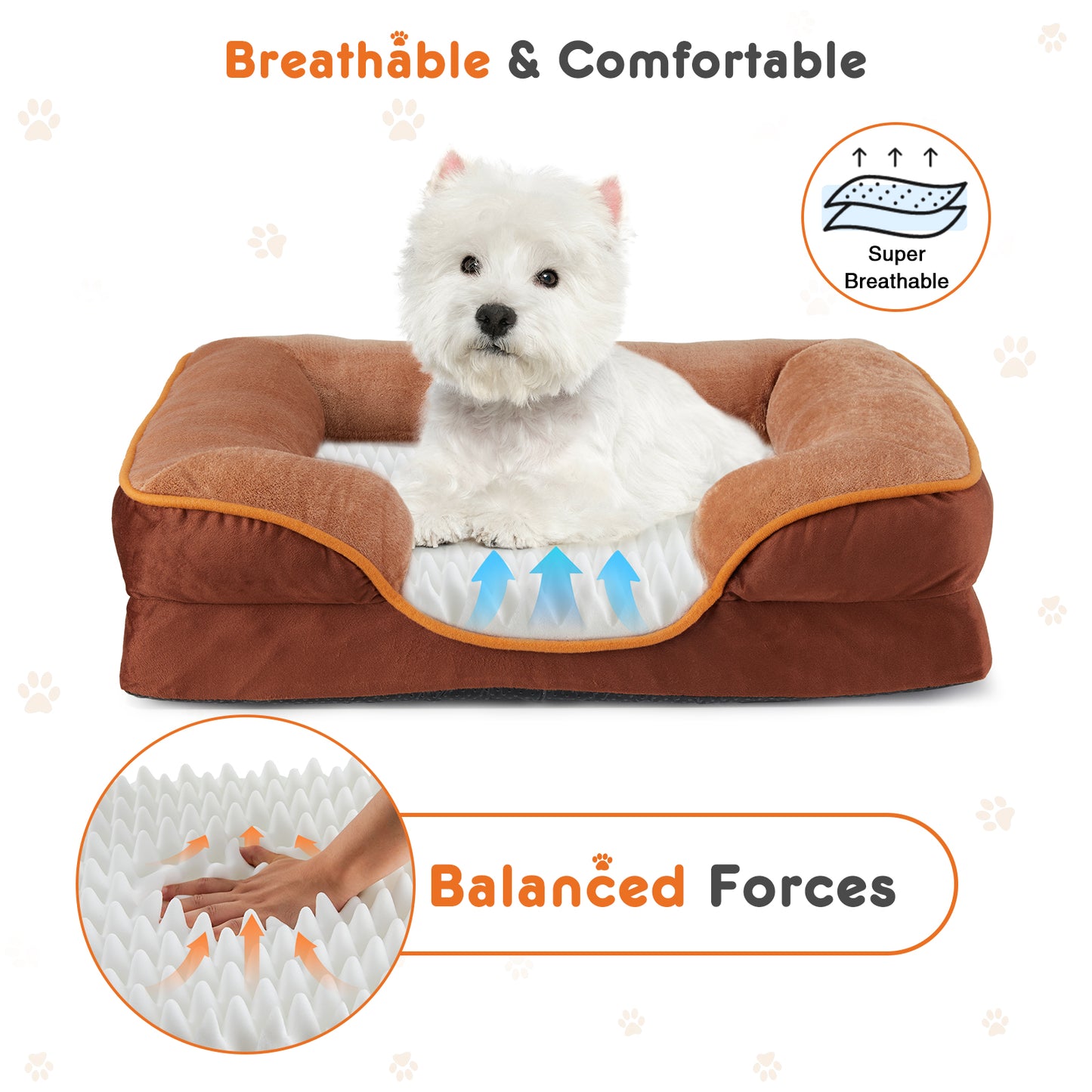 VGG Memory Foam Pet Bed For Small Dogs & Cats With Washable Removable Cover Non-Slip Base Waterproof Liner