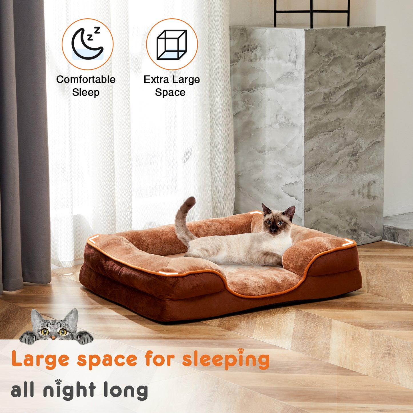 VGG Memory Foam Pet Bed For Small Dogs & Cats With Washable Removable Cover Non-Slip Base Waterproof Liner