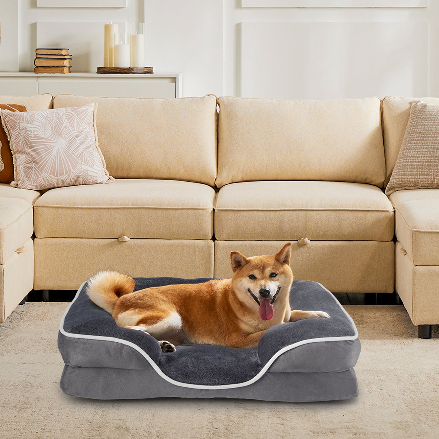 VGG Memory Foam Pet Bed For Small Dogs & Cats With Washable Removable Cover Non-Slip Base Waterproof Liner
